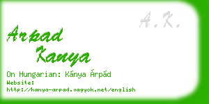 arpad kanya business card